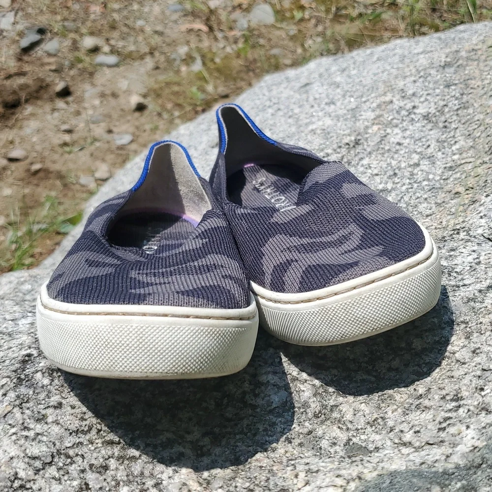 Rothy's Black and Blue Sneakers with Modern Camo Design Size 7